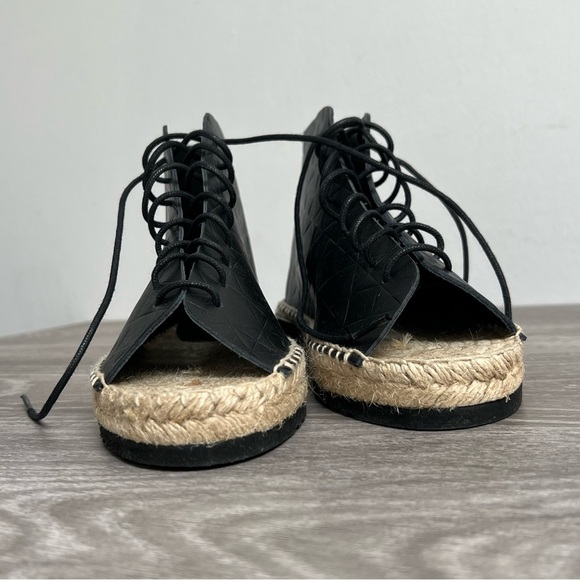 New Miista Imogen Peep Toe Leather Espadrilles Size 37​ - Picture 8 of 12